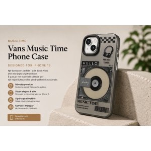 Kellef Music Time Retro Case për iPhone 15