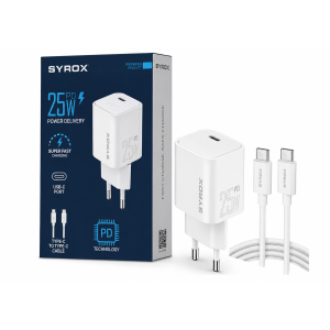 ADAPTOR SYROX 25W (PD + QC Fast Charger)