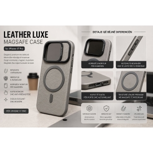 Kellef 17-Pro FocusPixel Leather MagSafe Case – Grey Edition